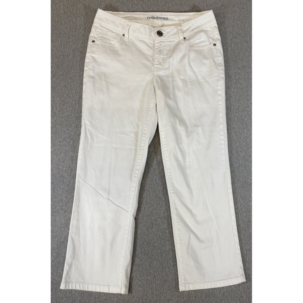 Maurices Womens Size 6 White Jeans Stretch Pants Straight Leg